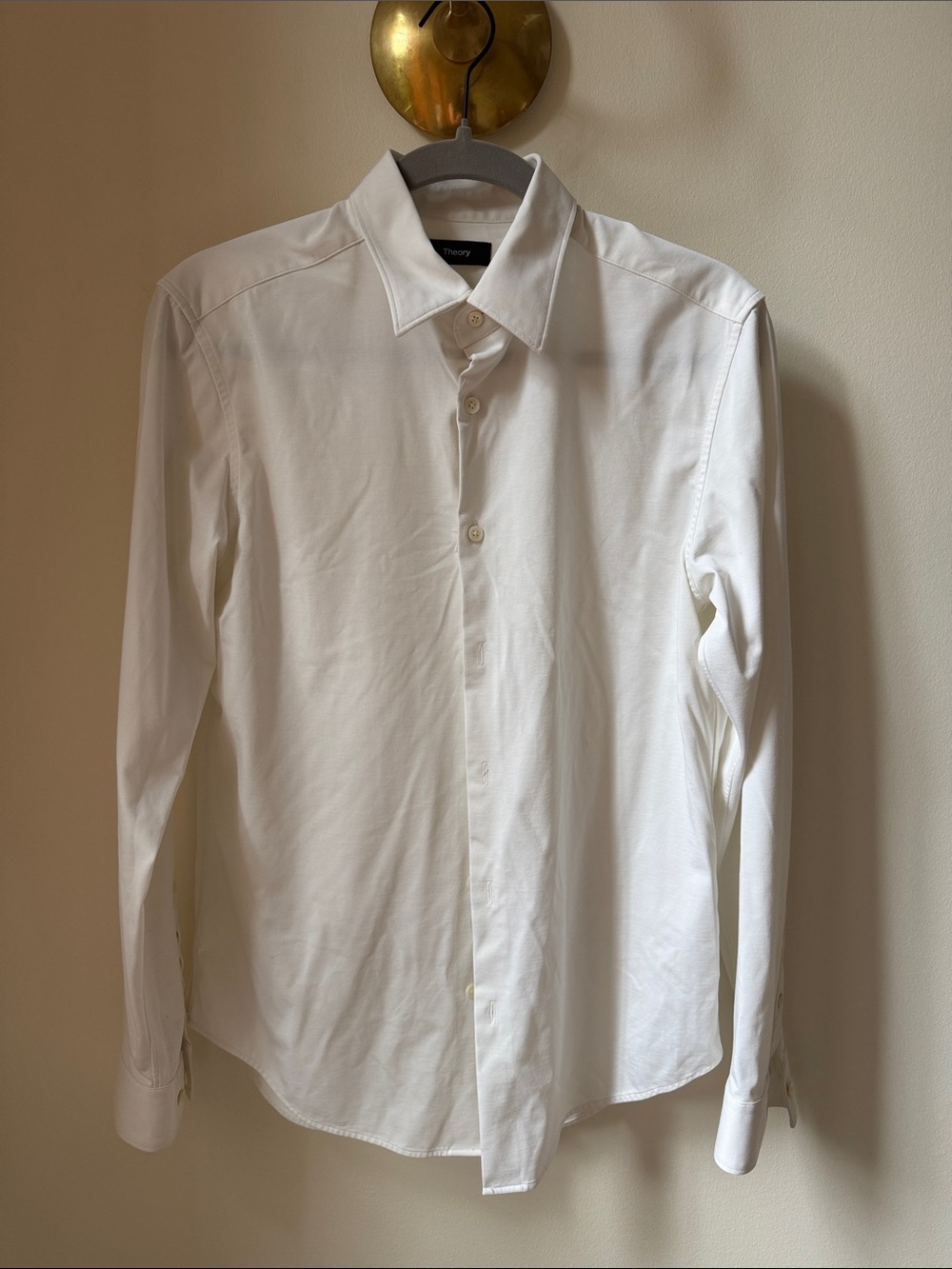 Theory Men's White Button-Front Dress Shirt